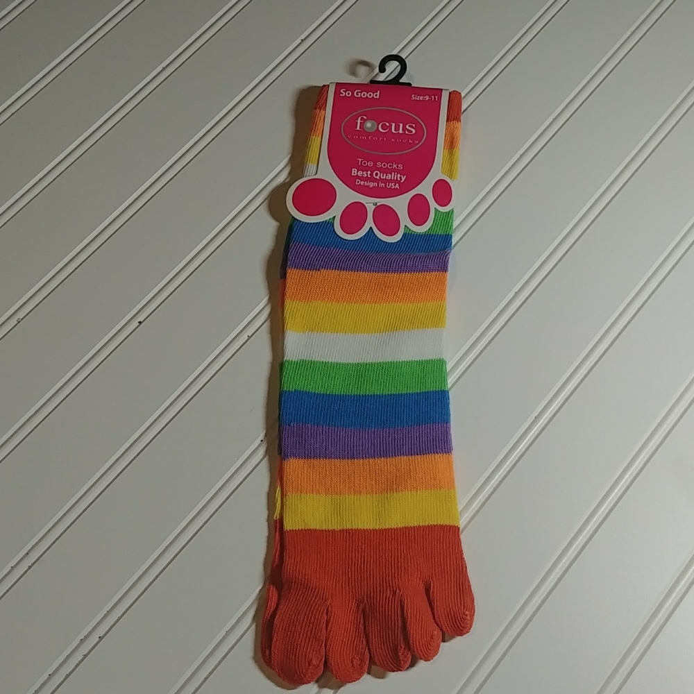 Focus Brown Rainbow Comfort Toe Socks